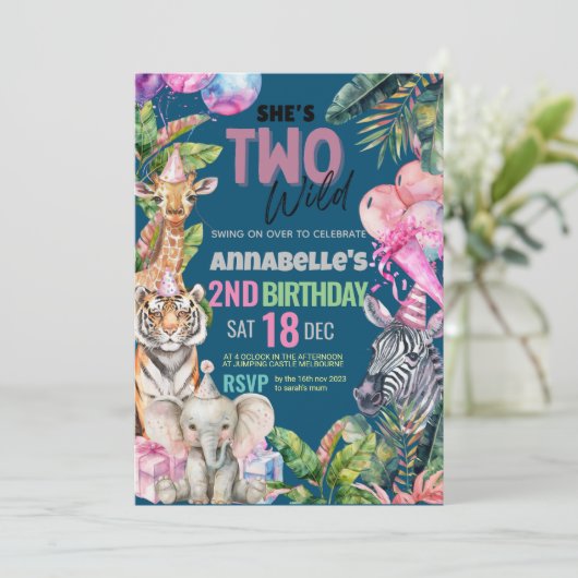 Invitation Appel à tous les animaux de fête Safari fête d'ann (Debout devant)