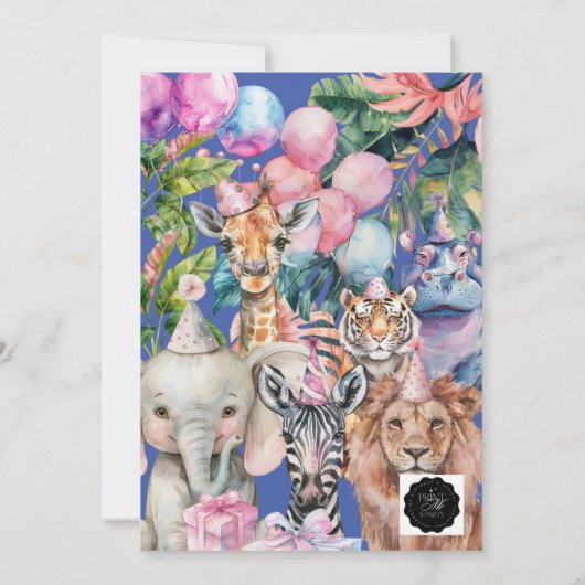 Invitation Appel à tous les animaux de fête Safari fête d'ann (Dos)