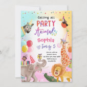 Invitation Appel à tous les animaux de fête Safari Jungle Ann (Devant)