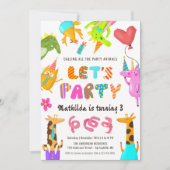 Invitation Appel à tous les animaux de fête Safari Zoo Annive (Devant)