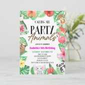 Invitation Appel à tous les animaux de fête Tropical Annivers (Debout devant)