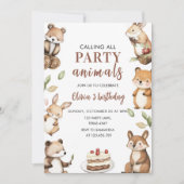 Invitation Appel à tous les animaux de fête Woodland Annivers (Devant)