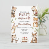 Invitation Appel à tous les animaux de fête Woodland Annivers (Debout devant)