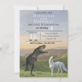 Invitation Appel à tous les Dinosaur Unicorns Twin Party Anni (Devant)