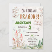 Invitation Appel à tous les dragons aquarelle 2e anniversaire (Devant)