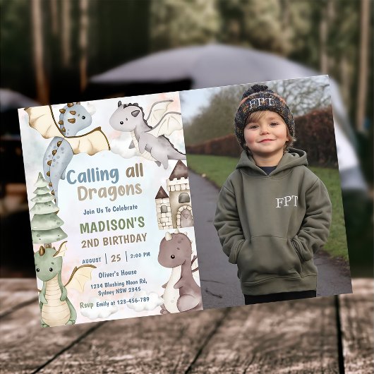 Invitation Appel à tous les dragons aquarelle 2e photo d'anni