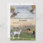 Invitation Appel à tous les Dragons Unicorns Twin Party Anniv (Devant)