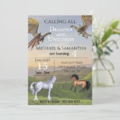 Invitation Appel à tous les Dragons Unicorns Twin Party Anniv (Debout devant)