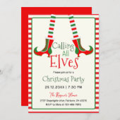 Invitation Appel à tous les elfes Fête de Noël (Devant / Derrière)
