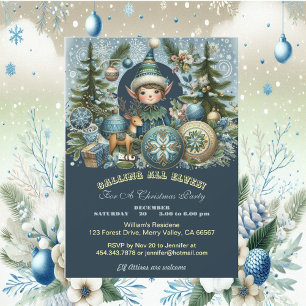 Invitation Appel à tous les elfes Snowflakes fête de Noël