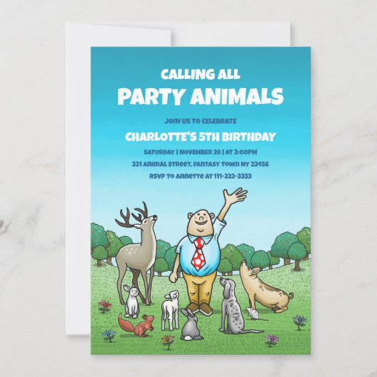 Invitation Appel à tous les fêtards d'anniversaire (Devant)