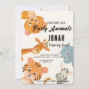 Invitation Appel à tous les fêtards, Safari Party pour enfant