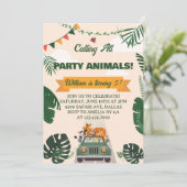 Invitation Appel à tous les fêtards Safari Zoo Anniversaire (Debout devant)
