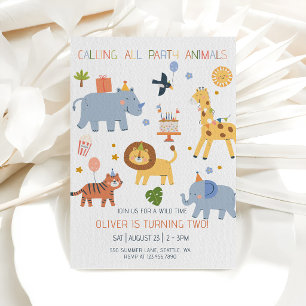 Invitation Appel à tous les fêtards Safari Zoo AnniversaireCa