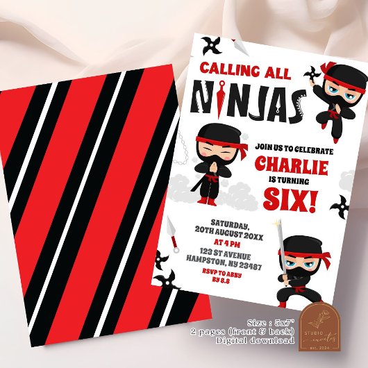 Invitation Appel à tous les garçons Ninjas