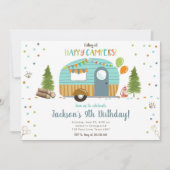 Invitation Appel à tous les heureux Campers Camping Boy Anniv (Devant)