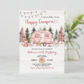 Invitation Appel à tous les heureux Campers Pink Camper Van A (Debout devant)