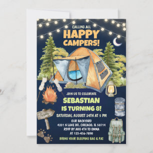 Invitation Appel à tous les joyeux campeurs d'anniversaire