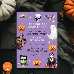 Invitation Appel à tous les monstres costume Halloween Annive