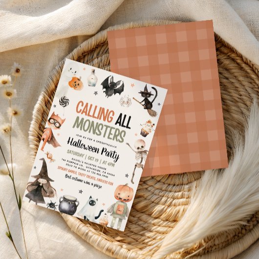 Invitation Appel à tous les monstres Éffrayant Enfants Hallow