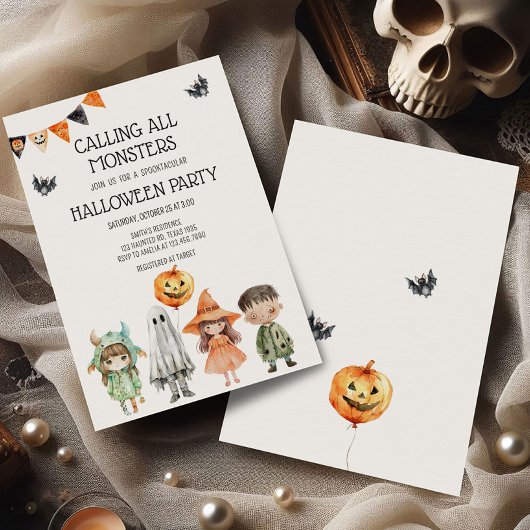 Invitation Appel à tous les monstres Enfants Halloween