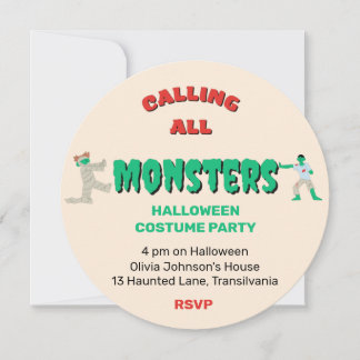 Invitation Appel à tous les monstres Fête d'Halloween