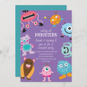 Invitation Appel à tous les monstres Halloween Anniversaire