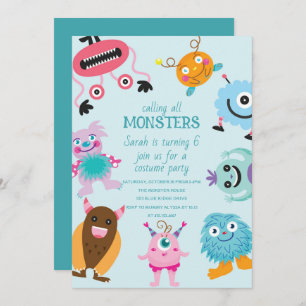 Invitation Appel à tous les monstres Halloween Anniversaire