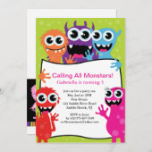 Invitation Appel à tous les monstres Unisex Anniversaire de e (Devant / Derrière)