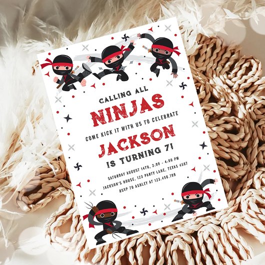 Invitation Appel à tous les Ninjas Martial Arts Boy Anniversa