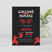 Invitation Appel à tous les Ninjas Silhouette Anniversaire (Debout devant)