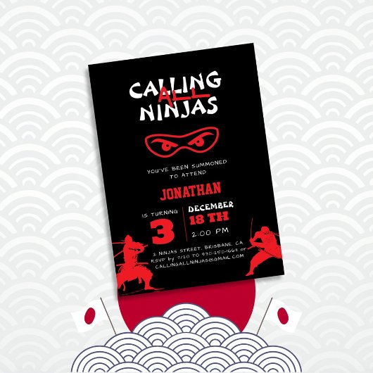 Invitation Appel à tous les Ninjas Silhouette Anniversaire