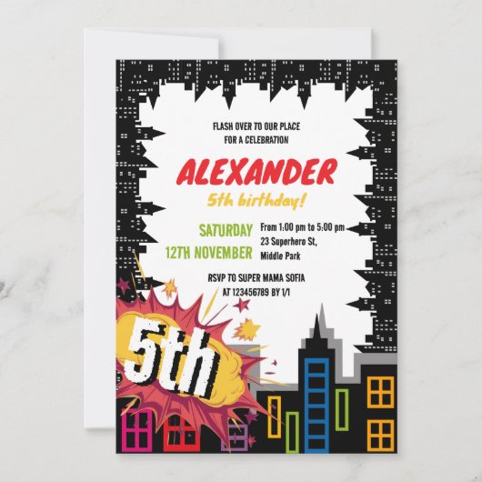 Invitation Appel à tous les super-héros City Building Anniver (Devant)