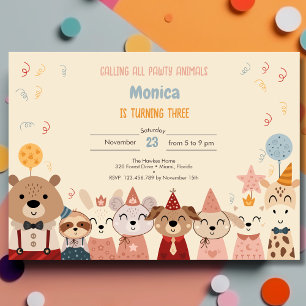 Invitation Appel à toutes les fêtes d'anniversaire des animau