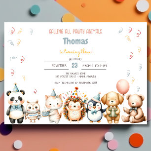 Invitation Appel à toutes les fêtes d'anniversaire des animau