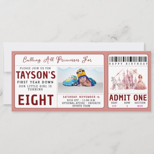 Invitation Appel à toutes les princes Château Magique 8e anni (Devant)