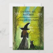 Invitation Appel à toutes les sorcières Chat noir Halloween é (Devant)