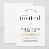 Invitation Appel de calligraphie à effet doré Soirée de gala (Devant / Derrière)
