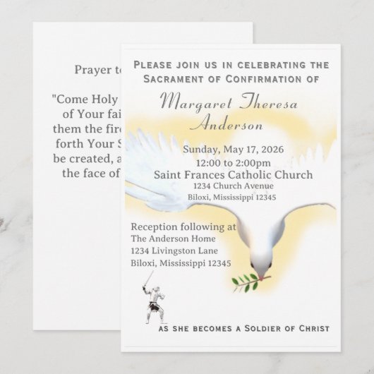 Invitation Appel de confirmation catholique (Devant / Derrière)