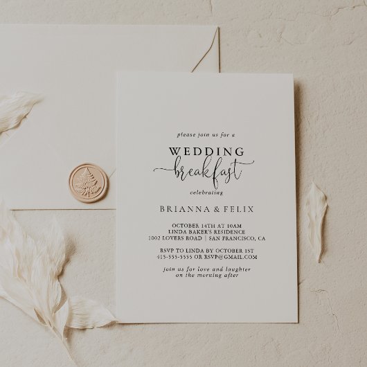 Invitation Appel de la calligraphie Mariage petit déjeuner fa