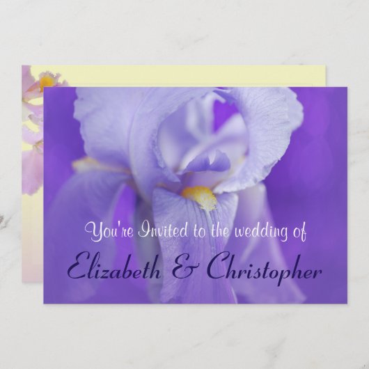 Invitation Appel de mariage à thème Iris violet (Devant / Derrière)