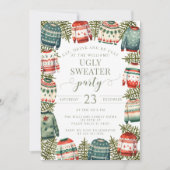 Invitation Appel de Noël à la fête rouge verte moche (Devant)