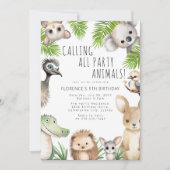 Invitation Appel de tous les animaux de fête | Fête d'anniver (Devant)