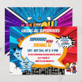 Invitation Appel de tous les Anniversaires de enfants de supe (Devant / Derrière)