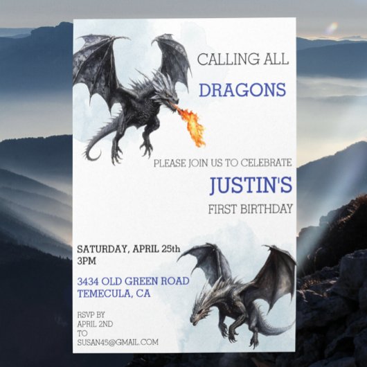 Invitation Appel de tous les dragons Anniversaire