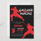 Invitation Appel de tous les Ninjas 3e Anniversaire de enfant (Devant)