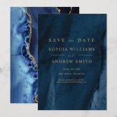 Invitation Appel doré et bleu marine pour Save the Date (Devant / Derrière)