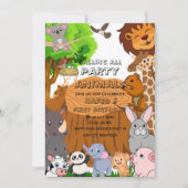 Invitation Appel éditable à tous les animaux de fête Fille de (Devant)