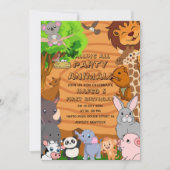 Invitation Appel éditable à tous les animaux de fête Fille de (Devant)
