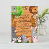 Invitation Appel éditable à tous les animaux de fête Fille de (Debout devant)